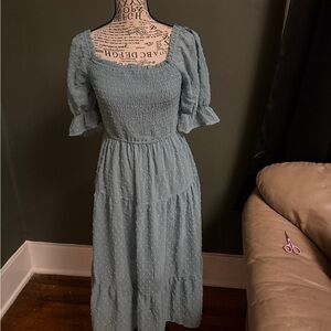 Chic Teal Smocked Maxi Dress